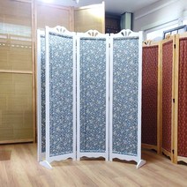 가구야히메 원목 인테리어 패브릭 파티션 가림막 가리개, 올 패브릭 3단 화이트