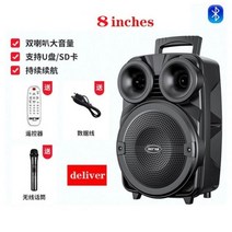 실외 외부 스피커 15 인치 서브 우퍼 가라오케 스피커 150W 블루투스 열 야외 스퀘어 댄스 무선 마이크 TF, Black inches