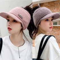 이뿌니 골지니트썬캡 골프모자 기모모자 포니테일겨울모자