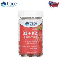 씹어먹는 비타민D 125mg K2 D3 딸기맛 Trace 60구미젤리