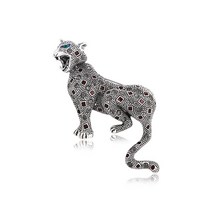 DFMEI 수입품 부루치 애니멀 빈티지 큐빅 머니 표범 브로치 핀 액세서리