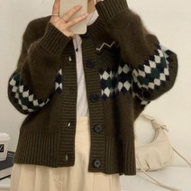 얇은가디건 여성용 자카드 직조 긴팔 2023 단추 가을 겨울