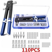 110PCS 스레드 너트 리벳건 리벳 제거 못 너트건 전기드릴 총 M3-M8 삽입 도구 키트 가정용 수리 손, As Show