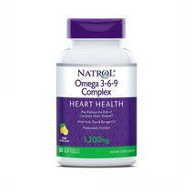 나트롤 (Natrol) 오메가369 컴플렉스 1200mg 영양제 1병 60개 알약 레몬맛, 60정