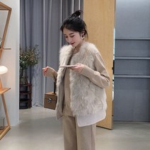 SAMARA 여성 베스트 인조 밍크 조끼 퍼조끼 털조끼 겨울조끼