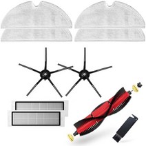 오리지널 roborock 2020 새로운 분리형 메인 브러시 roborock s6 s50 s5max s6 maxv s4 e4 용 5 암 실리콘 사이드 브러시 롤 브러시, 팩 v5 블랙