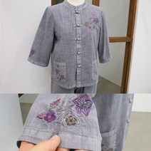 메밀꽃피는날 생활한복 여성 상하세트 여름 슬라브 꽃과나비자수 개량 계량 절복