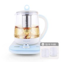 리퍼 중고A 24시간 보온유지기능 티포트 블루 분유온도설정 유리잔2개선물 D25