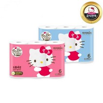 [홈스웰] 헬로키티 도톰 4겹 6롤 화장지 (25M 6롤X2팩) 총 12롤, 상세 설명 참조