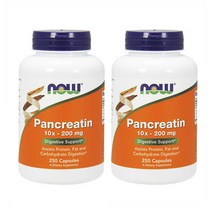 나우 푸드 판크레아틴 췌장 소화 효소 탄수화물 단백질 지방 분해효소 NOW Pancreatin 10X 200mg 250캡슐 2개, 1세트