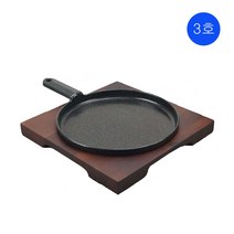 시둥마켓 +[시둥마켓]+_ 업소용받침대 팬받침대 가게냄비받침 업소용철판받침대 가정용냄비받침, 통주물 원형후라이 주물 무쇠팬 목판받침대 세트 3