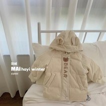 러블리 베어 후드 점퍼 코듀로이 영유아 겨울 등원룩 외출복 북유럽 조카선물