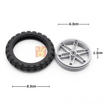 중국레고 테크닉 호환 moc 테크니컬 휠 61.6mm d. x 타이어 커스텀 성인용, 밝은 회색, 4개