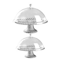 파티 케이크 트레이에 다기능 커버가있는 2Pcs 케이크 플레이트, PVC, 10인치 12인치