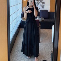 비마이팩 홀터넥 캉캉 끈 나시 롱 바캉스 원피스