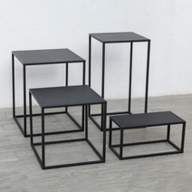 심플 사이드 테이블 철제 침대 협탁 세트, 골드+B