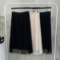 [봄신상무배]리치 펄 양면 레이스 밴딩 샤 스커트