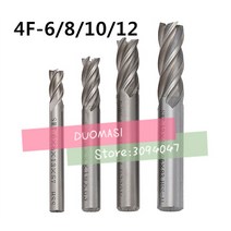 밀링 커터 엔드밀 CNC 공구 HSS 직경 6/8/10/12mm 4 플루트 스트레이트 생크 툴 피스, 한개옵션0, 한개옵션0
