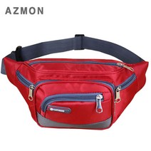 AZMON 수납 끝판왕 6포켓 힙색 다용도 웨이스트백 2.5L, 레드, 370 x 130 x 190mm