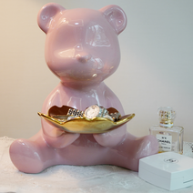 넥스트마켓 인테리어트레이 4종 세라믹오브제 악세사리트레이 집들이선물 인테리어소품, 핑크(유광), 테디베어[대]