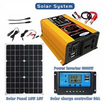 태양광 인버터 12v 순수 사인 DC ~ AC 110V/220V 6000W 휴대용 강력한 파워 뱅크 변환기 LCD 자동차 충전, 02 Yellow 18W 220V