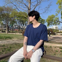 1+1 핫썸머 U넥 반팔 티셔츠 남녀공용