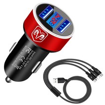 차량용 듀얼 USB 자동차 충전기 어댑터 닷지 저지 램 바이퍼 차량 용품 액세서리, [01] Red with line