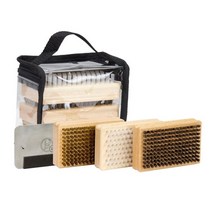 스키 스노우 보드 왁스 브러시 키트-플러스 나일론/황동/말털 금속 스크레이퍼 및 가장자리 파일 포함 PVC 가방, 없음