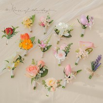 부토니아 조화 코사지 파티소품 셀프웨딩 부토니에 모음 ve3 로즈오브더데이, 블로썸 샴페인