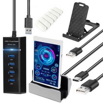 세로모니터 휴대용모니터 세로모니터 휴대용모니터 듀얼 USB c타입 모니터링 디스플레이 알루미늄 합금 DIY, 04 White Combo 2