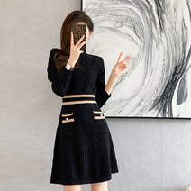 블링앤수 여성 캐주얼 터틀넥 니트 원피스 KZZ437