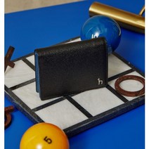 [정품 백화점] 헤지스 대학생 직장인 데일리 추천 블루배색 소가죽 카드 /명함 지갑 블랙