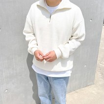 코튼 빅사이즈 오버핏 니트 골지 반집업 폴라 맨투맨