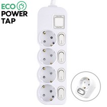 에코파워탭 국산 LED 메인 절전 과부하차단 4구 멀티탭 + L자1구 + 안전커버, 1세트, LED 개별4구 2.5m +L자 1구