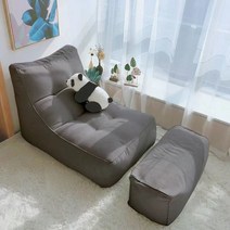 MONTHERIA 빈백 대형 1인 쇼파+ 풋스툴 세트 A598-81, 다크그레이+풋스툴