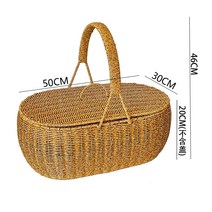 공원바구니 여행 손잡이 식기 휴대용 뚜껑 차박 덩굴 피크닉 과일 바구니, B타입