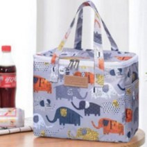 봄맞이할인쿠폰행사진행중! 예쁜 케릭터 쿨러백 네모난 보온보냉가방 보냉백, 코끼리
