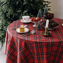 [코티지] 크리스마스 테이블보 체크식탁보 연말파티 2인 4인 6인 캠핑테이블보, 1.윈터체크 레드, 2인정사각 140x140