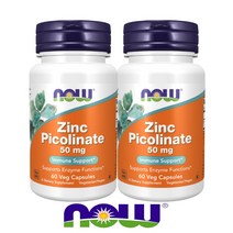 나우푸드 Zinc 아연 피콜리네이트 50mg 60캡슐 2병