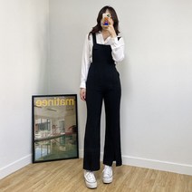 3color 멜빵 앞트임 부츠컷 점프슈트