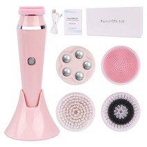4 In 1 전기 페이셜 클렌징 브러쉬 초음파 클리너 페이스 마사지 진동기 스킨 케어 방수 가정용 뷰티 장치, [09] Pink with box