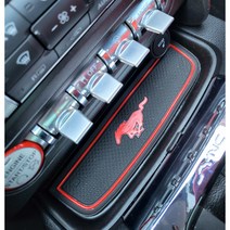 포드 머스탱 커버 컵홀더 미끄럼방지매트 악세서리 실내 말 로고, 파란색말