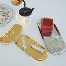 매이템 1+1 타원형 스텐트레이 액세서리 보관용 소품받침대 쟁반 메탈 골드 실버 트레이, 골드2p