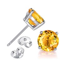JiangXin 5mm 여성 순은 피어싱 귀걸이 14K 금도금 보석 세공 둥근 모양