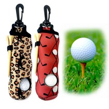 Triple Belle Golf 가방용 골프공 홀더 2개 레드 & 레오파드 프린트 티 키체인 벨트 클립온 포함 여아 및 여성용