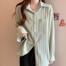 [랜덤플레이] 루즈핏 세로 라인 포켓 와이셔츠