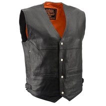 Milwaukee Leather ML1927 남성용 블랙 가죽 오토바이 조끼 .. 정품보장