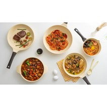 쿡핏 매직 백금 쿡웨어 버터옐로우 냄비 프라이팬 세트, 3종 세트, 28프라이팬 + 30궁중팬 + 18편수냄비