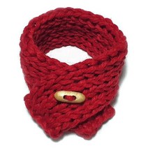 엉클펫 핸드메이드 강아지 & 고양이 니트 뜨개 단추목도리, 동글이, 빨강