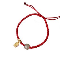 옥팔찌 원석 염주 천연원석 가넷 어 문자 축복 광장 매력 헤티안 옥 레드 로프 체인 브레이드 짠 팔찌 여성 쥬얼리